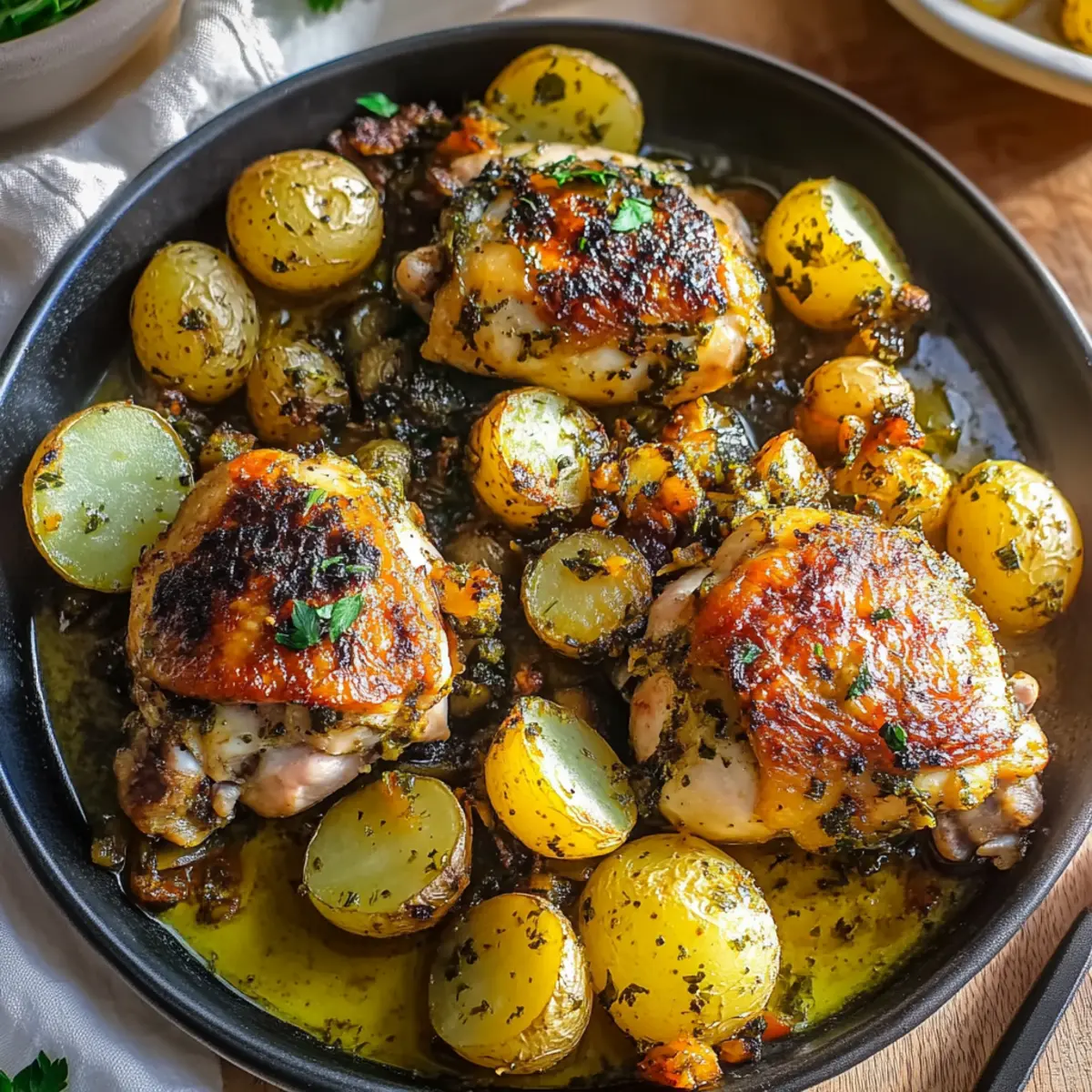 Roasted Mediterranean Chicken Thighs with Crispy Baby Potatoes