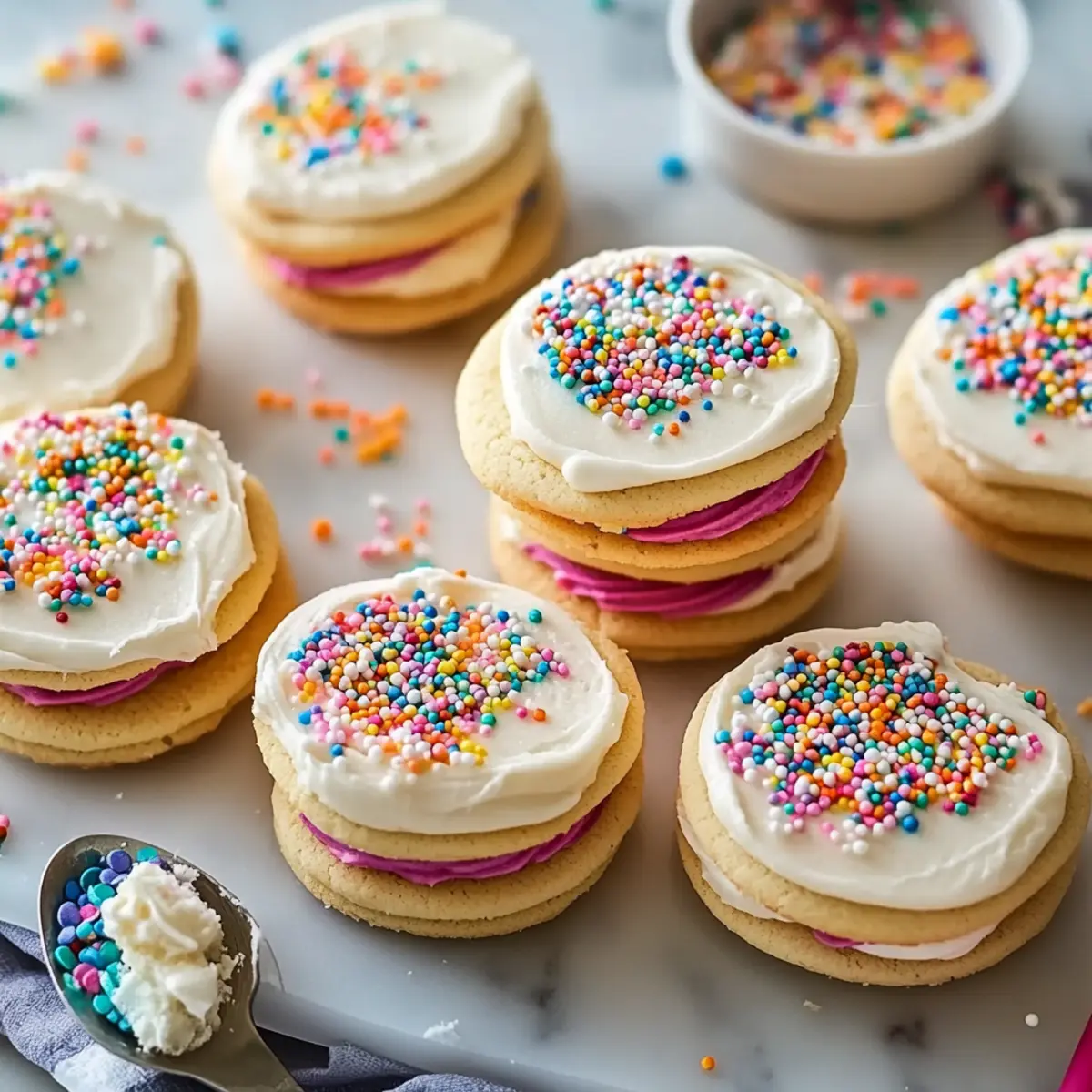 Funfetti Shortbread Sandwich Cookies with Frosting