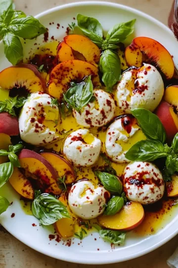 Peach Caprese Salad with Burrata