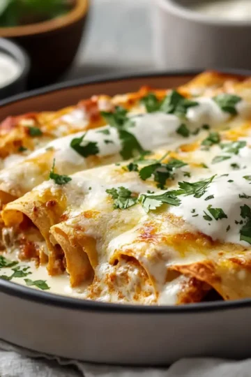 Chicken Enchiladas with Sour Cream White Sauce