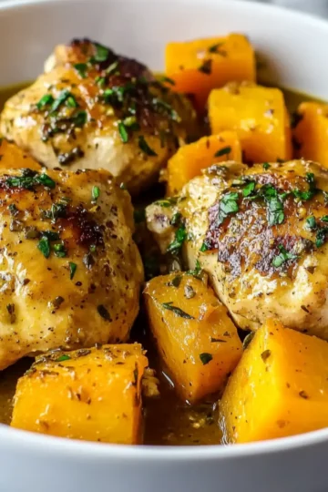 Crockpot Maple Dijon Chicken with Butternut Squash