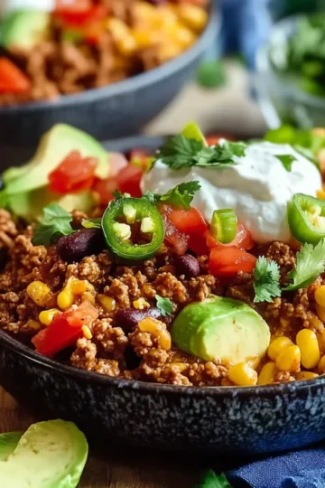 One-Pot Ground Beef Burrito Bowls