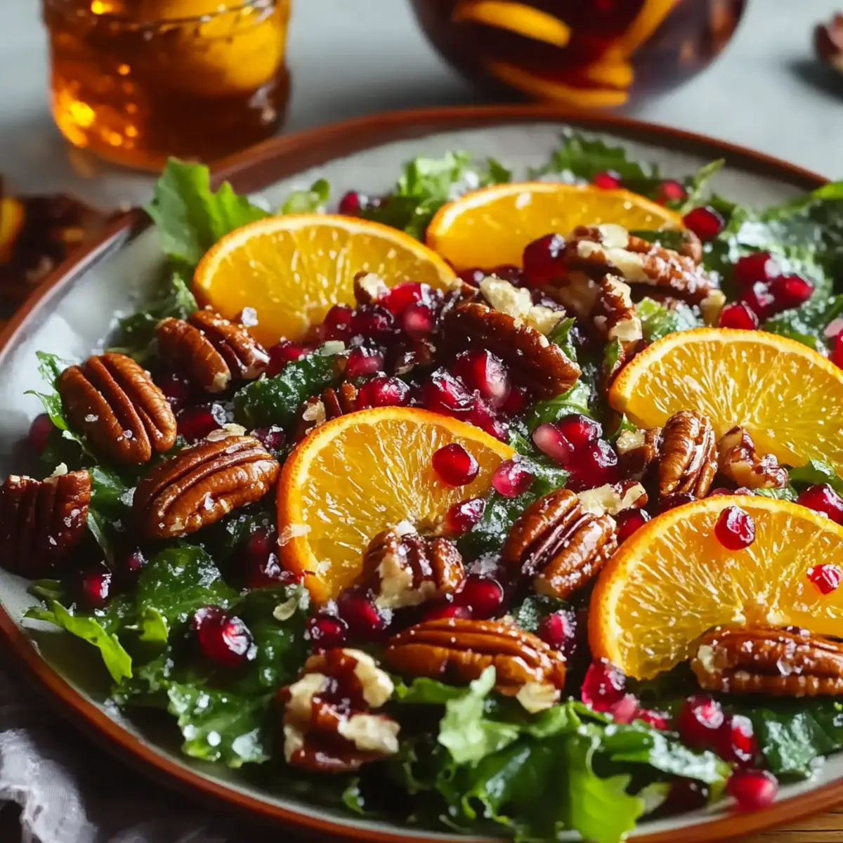 Winter Salad with Oranges, Pomegranate & Candied Pecans
