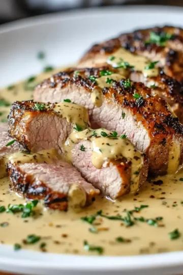 Pork Tenderloin with Dijon Mustard Cream Sauce