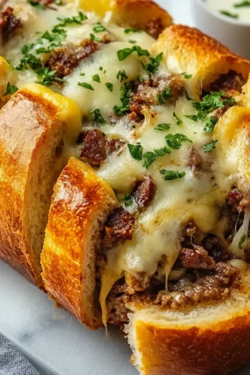 Cheesesteak-Stuffed Garlic Loaf