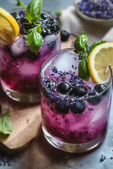 Blueberry Basil Lemon Lavender Mocktail