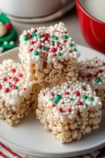White Chocolate Christmas Rice Krispie Treats