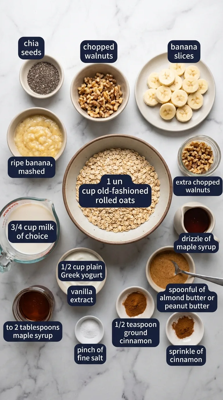 Banana Bread Overnight Oats ingredients